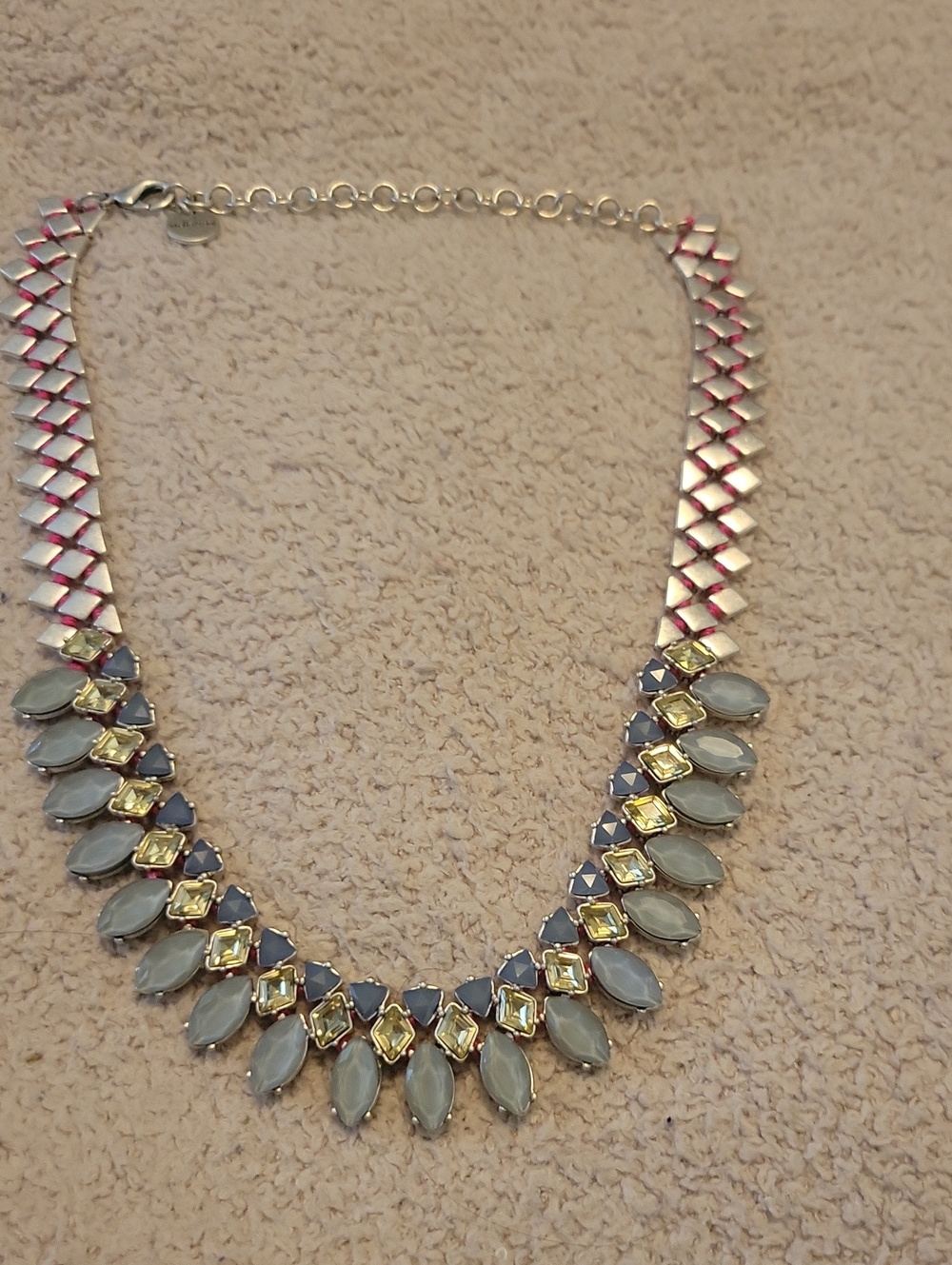 Stella & Dot Gray and Gold Accent Statement Necklace
